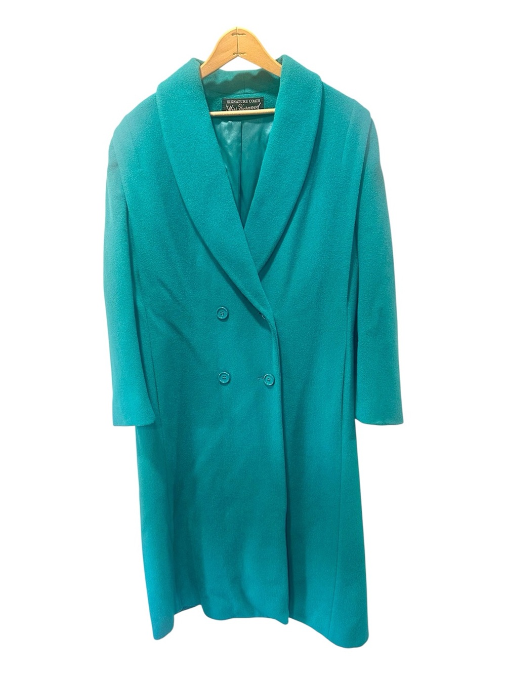 Vintage Miss Harwood Teal Double-Breasted Women's Coat